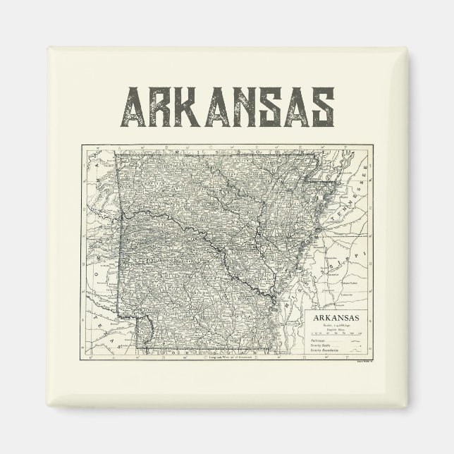 Vintage Arkansas Map Pillow Magnet (Front)