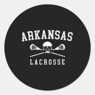 Vintage Arkansas Skull And Cross Bones Lacrosse Classic Round Sticker