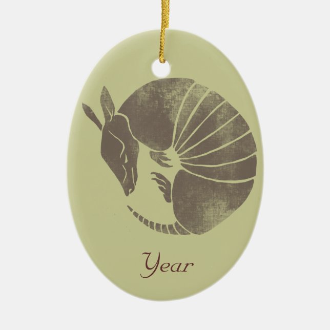 Vintage Armadillo Ceramic Tree Decoration (Front)