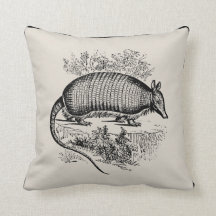 Vintage Armadillo Throw Pillow - Pick Your Colour