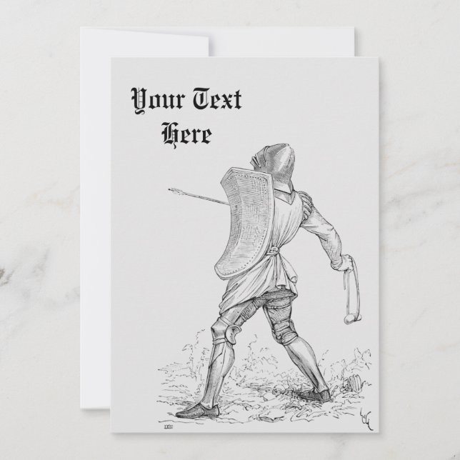 Vintage Armoured Knight Mediaeval Warrior Custom Invitation (Front)