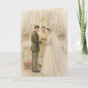 Vintage Army Groom Military Wedding Invitation