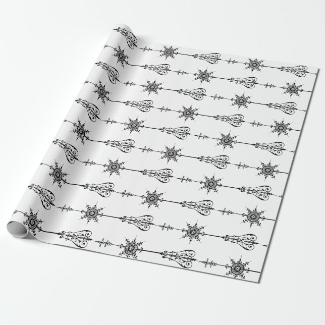 Vintage Arrow Line Art Wrapping Paper (Unrolled)