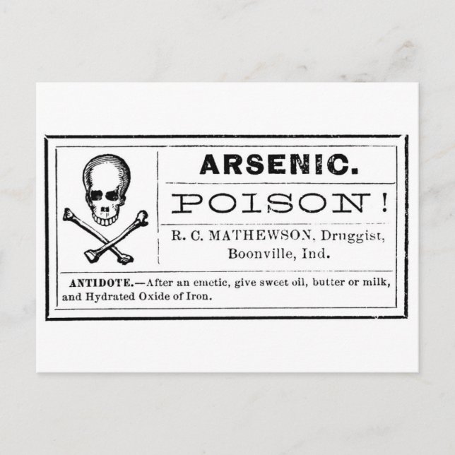 Vintage Arsenic Poison Label Postcard (Front)