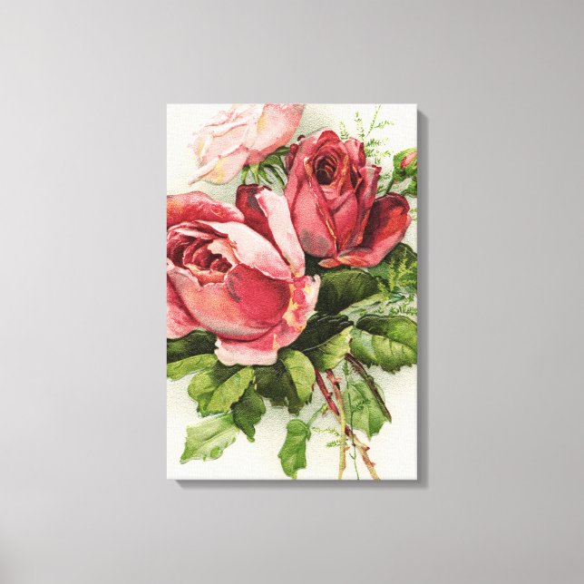 Vintage Art Antique Roses Canvas Print (Front)