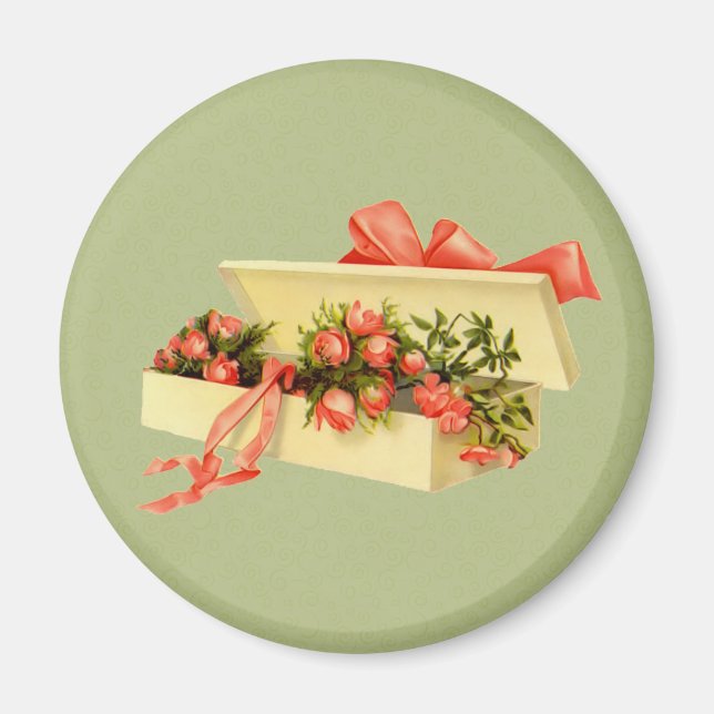 Vintage Art Box Of Roses Magnet (Front)