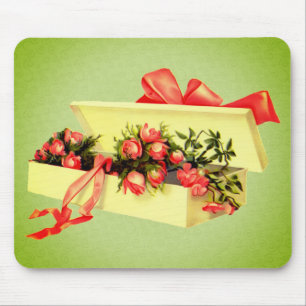Vintage Art Box Of Roses  Mouse Mat
