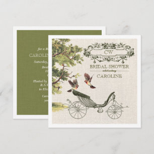 Vintage Art Burlap Texture Bridal Shower Invitation