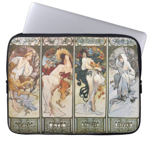 Vintage Art by Alphonse Mucha Laptop Sleeve