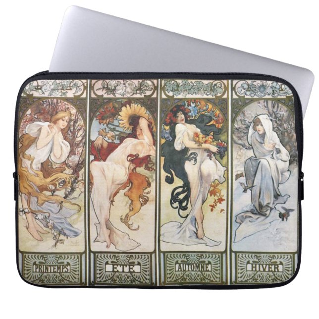 Vintage Art by Alphonse Mucha Laptop Sleeve (Front)