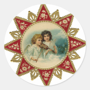 Vintage Art - Christmas Angels Classic Round Sticker