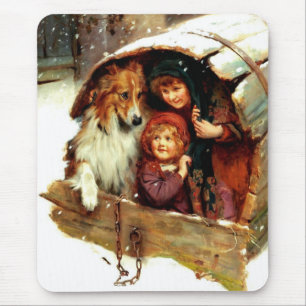 Vintage Art Christmas Gift Mouse Mat