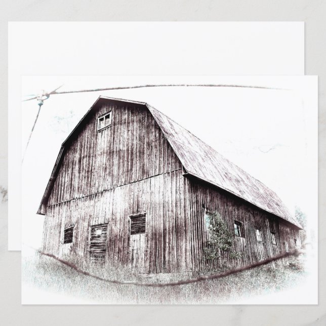 Vintage Art Country Rustic Distressed Barn Texture (Front/Back)