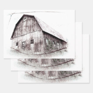 Vintage Art Country Rustic Distressed Barn Texture Wrapping Paper Sheet