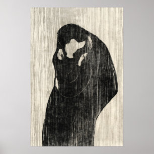 Vintage Art Couple Kissing Poster Print
