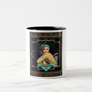 Vintage Art Deco 1920's style flapper mug