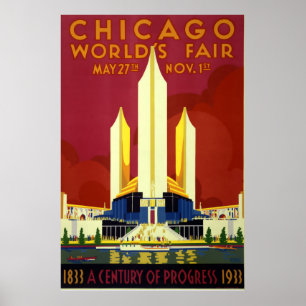 Vintage Art Deco 1933 World's Fair Expo Poster