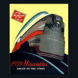 Vintage Art Deco 1939 Locomotive Train Ad Poster<br><div class="desc">This is a digitally enhanced image of a vintage Art Deco advertisement for a 1939 Hiawatha Milwaukee Road locomotive train. Although the background colour was derived from the original,  you can customise it.</div>