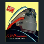 Vintage Art Deco 1939 Locomotive Train Ad Poster<br><div class="desc">This is a digitally enhanced image of a vintage Art Deco advertisement for a 1939 Hiawatha Milwaukee Road locomotive train. Although the background colour was derived from the original,  you can customise it.</div>