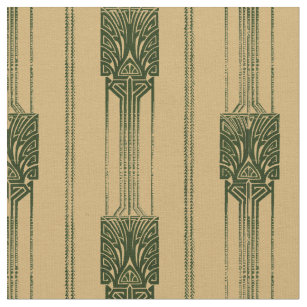 Vintage Art Deco Abstract Peacock Pattern Fabric