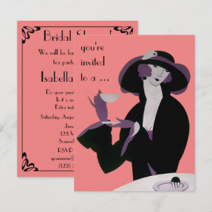 Vintage Art Deco Afternoon Tea Bridal Shower Party Invitation