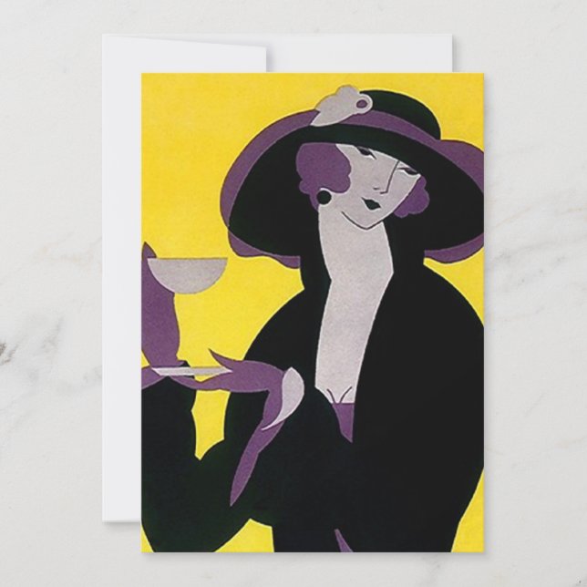 Vintage Art Deco Afternoon Tea Invitations HIgh (Front)