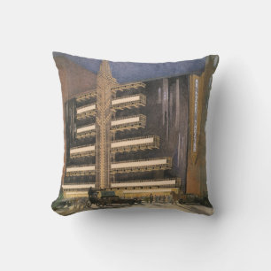 Vintage Art Deco Architecture, Building in NYC Cushion