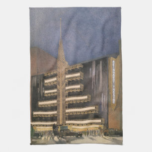 Vintage Art Deco Architecture, Building in NYC Tea Towel
