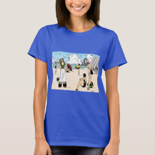 Vintage Art Deco Beach Illustration 1920s Coastal T-Shirt