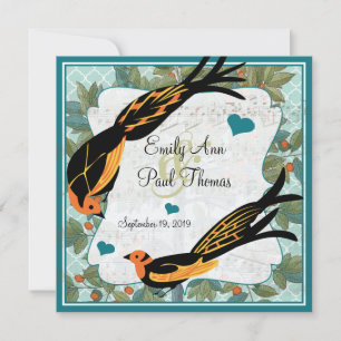 Vintage Art Deco Bird Save the Date