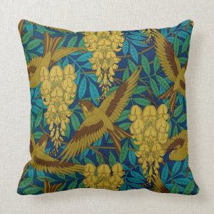 Vintage Art Deco Birds and Leaves Cushion
