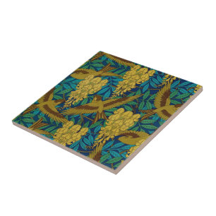 Vintage Art Deco Birds and Leaves Tile