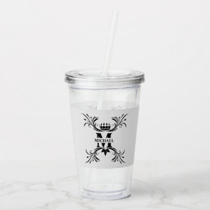Vintage Art Deco Black Name Monogram Acrylic Tumbler