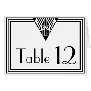 Vintage Art Deco Black White Frame #1 Table Number