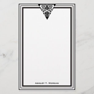 Vintage Art Deco Black Wht Frame #1 Personalised Stationery