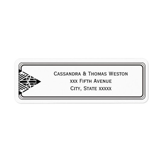Vintage Art Deco Black Wht Frame #1 Return Address Return Address Label