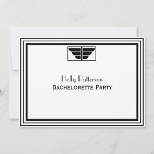 Vintage Art Deco Blk Wht Frame #2 H Bachelorette Invitation