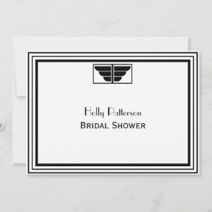 Vintage Art Deco Blk Wht Frame #2 H Bridal Shower Invitation