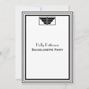 Vintage Art Deco Blk Wht Frame #2 V Bachelorette Invitation