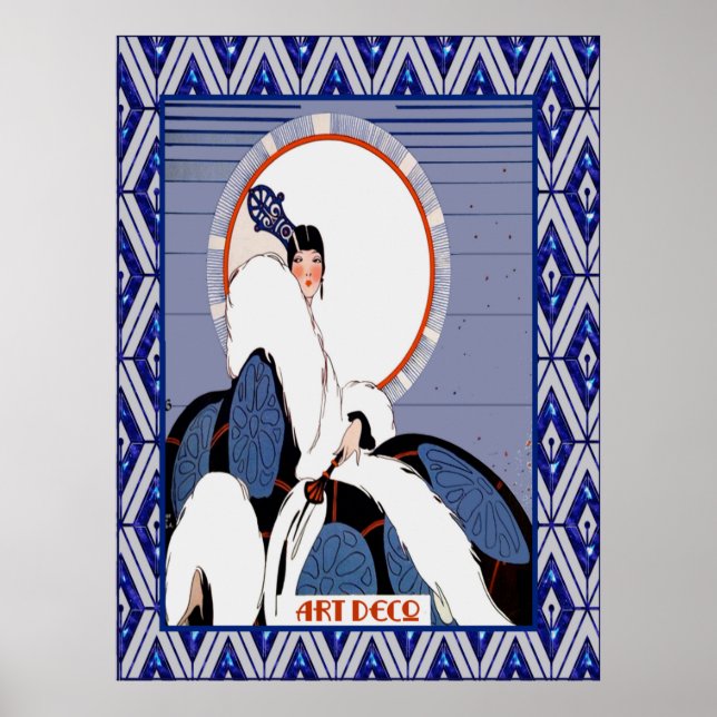 Vintage Art Deco (Blue) Poster (Front)