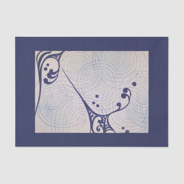 Vintage Art Deco Blue Wave Tissue Paper (Front)
