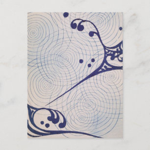 Vintage Art Deco Blue Waves Postcard
