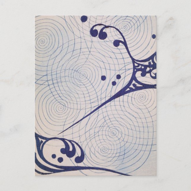 Vintage Art Deco Blue Waves Postcard (Front)