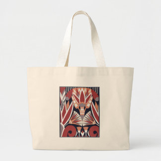 Vintage Art Deco Book Paper Pattern Large Tote Bag