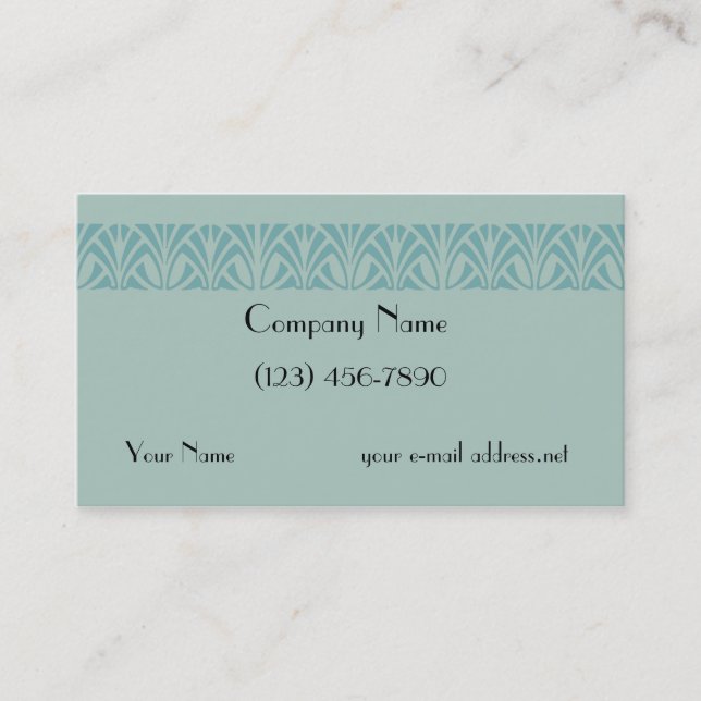 Vintage Art Deco Border Blue Business Card (Front)