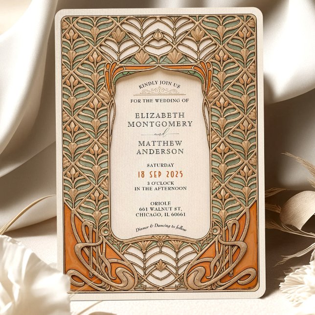 Vintage Art Deco Botanical Frame Wedding Invitation (Creator Uploaded)