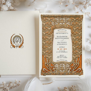 Vintage Art Deco Botanical Frame Wedding Invitation