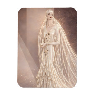 Vintage Art Deco Bridal Fashion Illustration  Magnet