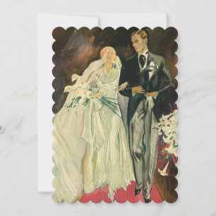 Vintage Art Deco Bride and Groom Newlyweds Wedding Invitation