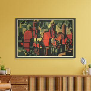 Vintage Art Deco Business Industrial Manufacturing Canvas Print